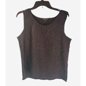 Womens Sz 14  Textured Satin Dressy  Sleeveless Top Scoop Neck  Dana Kay